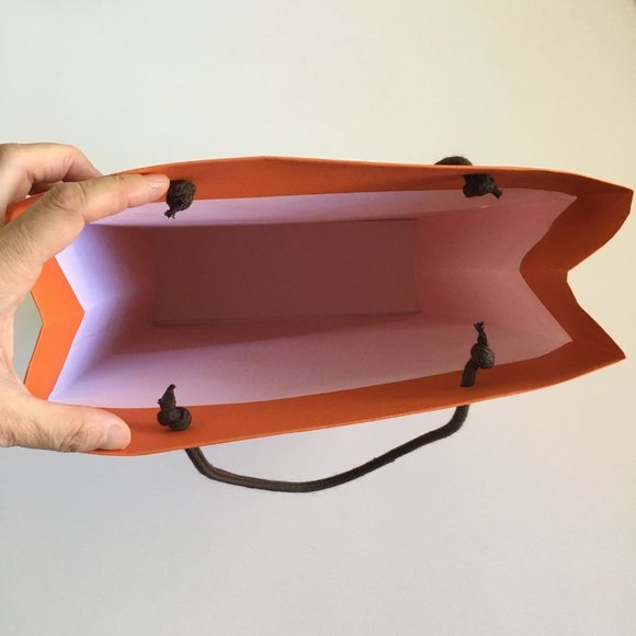 Hermes Paper Bag 16.5x11x4 in Rectangular Shopping Bag Orange Authentic w/flaw - Picture 6 of 13